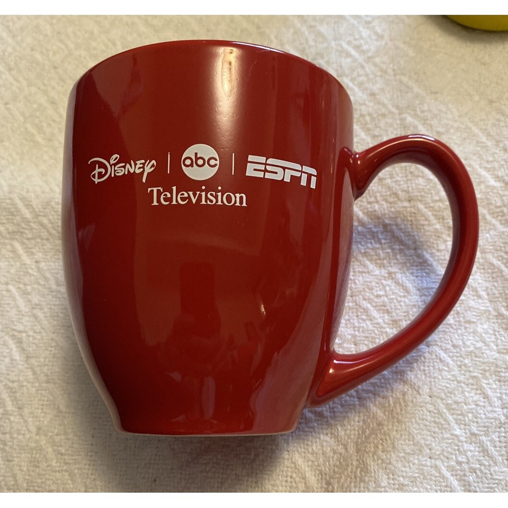 Red Ceramic Disney Coffee Cup Mug ABC/ESPN Television."Where Hope Is Everywhere"